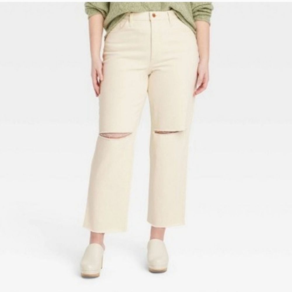 UNIVERSAL THREAD JEANS HIGH RISE VINTAGE STRAIGHT OFF WHITE WOMEN'S 14 N…